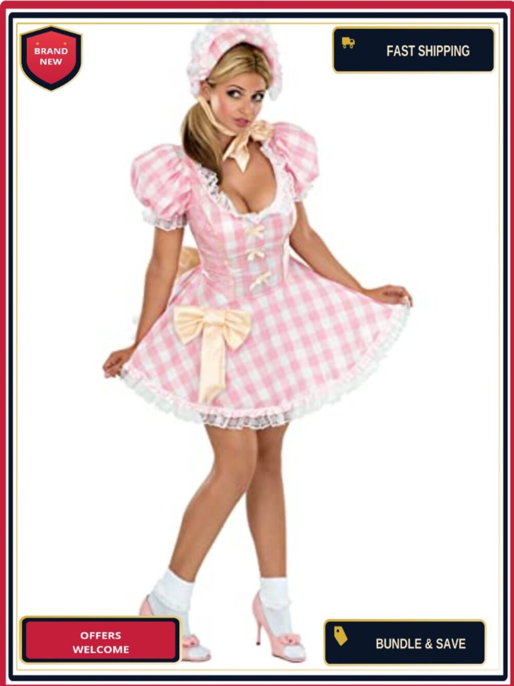 Bo Peep Sassy Adult Costume Dress Bonnet XS Halloween